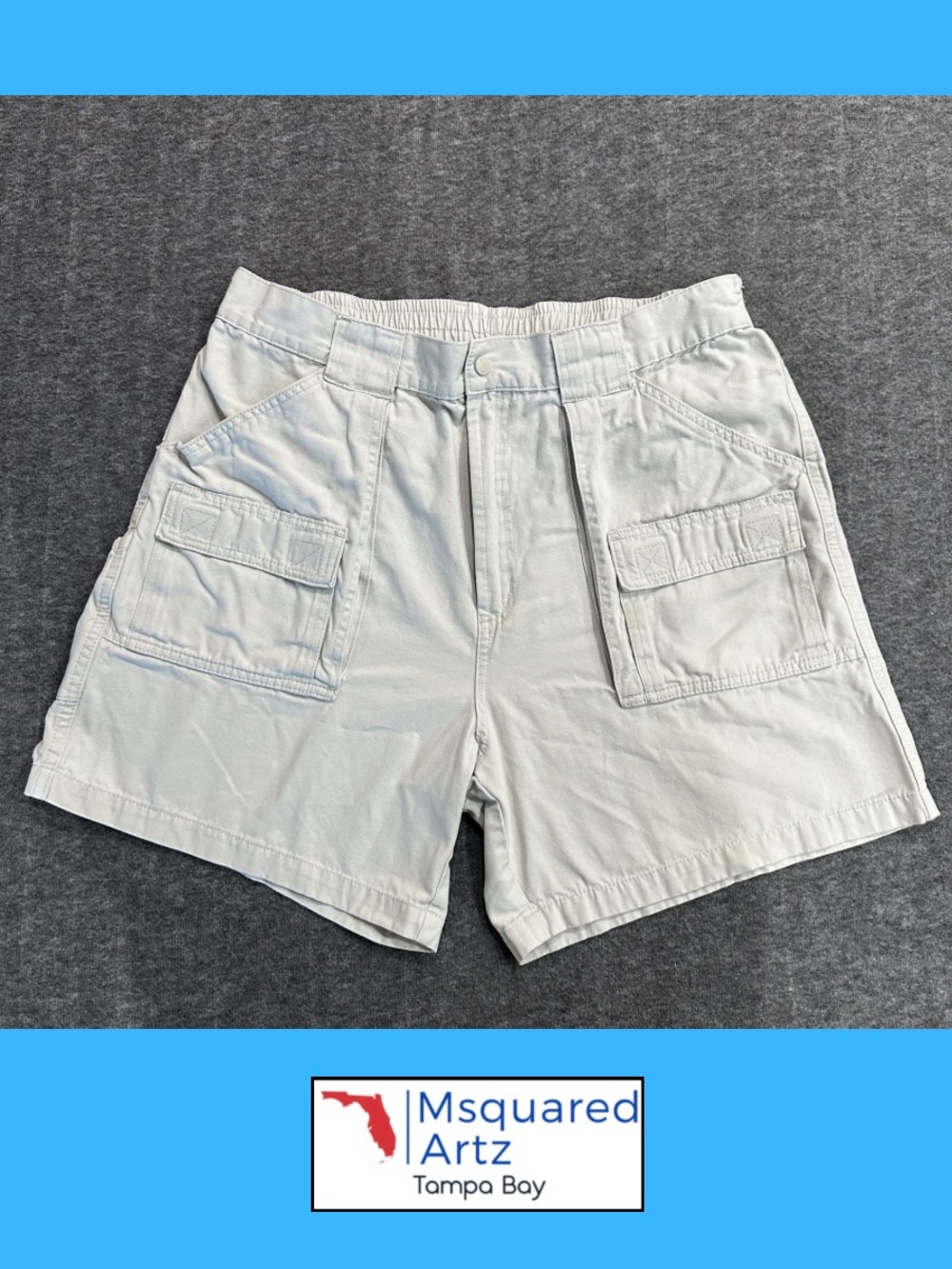 Reel Legends Performance Cargo Shorts Khaki Tan Cotton Size 38 Fishing Beach